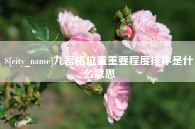 大丰九宫格位置重要程度排序是什么意思